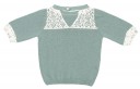 Girls Pastel Green Sweater & Ruffle Lace Skirt Set 