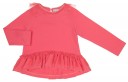 Coral Pink Jersey Sweater With Tulle Frilled Asymmetric Hem