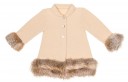 Beige Knitted Coat with Synthetic Fur Cuffs & Hem