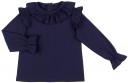 Girls Dark Blue Cotton Blouse & Star Print Dungaree Skirt Set
