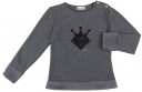 Girls Grey Crown Sweatshirt & Beige Tartan Skirt Set