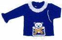 Baby Girls Bright Blue Teddy Sweater & Checked Ruffle Shorts Set