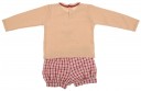 Beige Knitted Dog Sweater & tartan short set