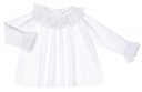 Girls White Viscose Blouse & Navy Blue Checked Skirt Set 