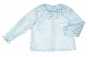 Girls White Blouse & Blue Glitter Polka Dots With Ruffle Collar