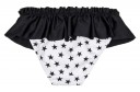 White & Black Star Print Ruffle Bikini Bottoms