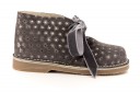 Girls Gray Suede & Sparkly Polka Dots with Velvet Bows
