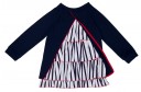 Navy Blue Jersey Sweater With Striped Frilled Back & Hem