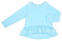 Turquoise Jersey Sweater With Tulle Frilled Hem 