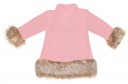 Blush Pink Knitted Coat with Synthetic Fur Cuffs & Hem