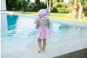 Girls Pink Striped Sun Hat with Bow