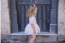 Girls Pink & Ivory Embroidered Tulle Dress