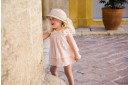 Girls Beige Straw Hat with Satin & Tulle Ribbon