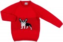 Boys Red Dog Sweater & Grey Glen Plaid Shorts Set