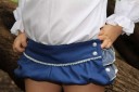 White Blouse & Blue Frilly Short with Pearls Set