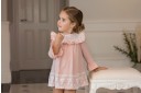 Dolce Petit Girls Pale Pink Dress with Lace Ruffle Collar 