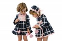 Girls Navy Blue & Pink Checked Dress