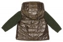 Girls Green Quilted Jacket With Knitted Sleeves 