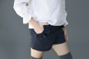 Brown Gray Corduroy Shorts with Frilly Pockets