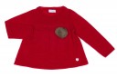 Girls Red Knitted Sweater with Fur Pom-Pom