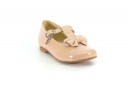 Beige Patent Leather Mary Janes with suede bow