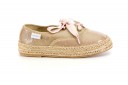 Girls Gold & Beige Espadrilles with Satin Laces