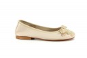 Beige Leather Ballet Pumps