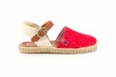 Red Embroidered Espadrille Sandals