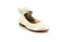 Dark Ivory Pearl Leather Pumps with Gold Elastic Ankle Strap 