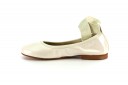 Dark Ivory Pearl Leather Pumps with Gold Elastic Ankle Strap 