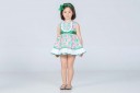 Vestido Niña Estampado Floral & Volantes Plisados Verde