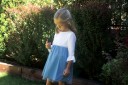 Girls White Muslin Top & Blue Tulle Skirt Dress