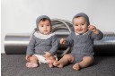 Baby Gray & Ivory Sweater & Corduroy Shorts Set 