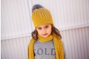 Mustard Braid Knit Hat With Maxi Pom-Pom