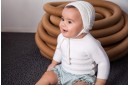 Baby Ivory Knitted Sweater & Green Striped Shorts Set 