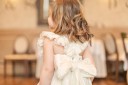Baby Girls Ivory Tulle & Plumeti 2 Piece Dress Set & Ivory & Pink Flower Hairband Outfit