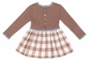 Girl Brown Knitted & Checkered Dress