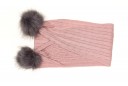 Pink Braid Knit Scarf With Maxi Pom-Poms