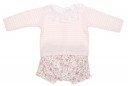 Baby Pink fine knitted sweater with ruffle collar & bow