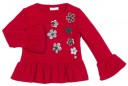 Girls Red Jersey Top with Floral Applique