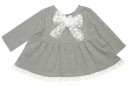 Grey Tunic Top with Tulle Maxi Bow & frilly hem