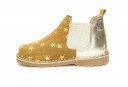 Girls Beige & Gold Boots with Sparkly Stars