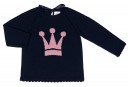 Girls Navy Blue & Pink Crown Sweater 