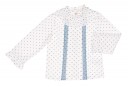 Girls White & Blue Polka Dot Blouse with Lace 