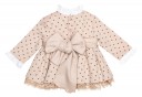 Baby Girls Beige & Chocolate Star Print 3 Piece Dress Set 