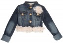Lace & Tulle Decorated Denim Jacket with Brooch