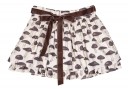 Girls Ivory Blouse & Chocolate Mushroom Print Skirt Set 