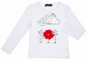 Girls White Cotton Sequin Cloud & Flowers T-Shirt 