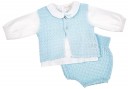 Baby Blue & White Knitted Cotton 3 Piece Set 