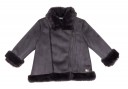 Girls Dark Gray Double Sided Synthetic Fur Coat